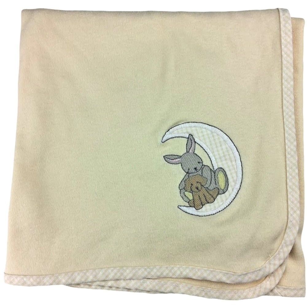 Carter's Yellow Bunny Puppy Moon Cotton Baby Receiving Blanket Gingham 30x36